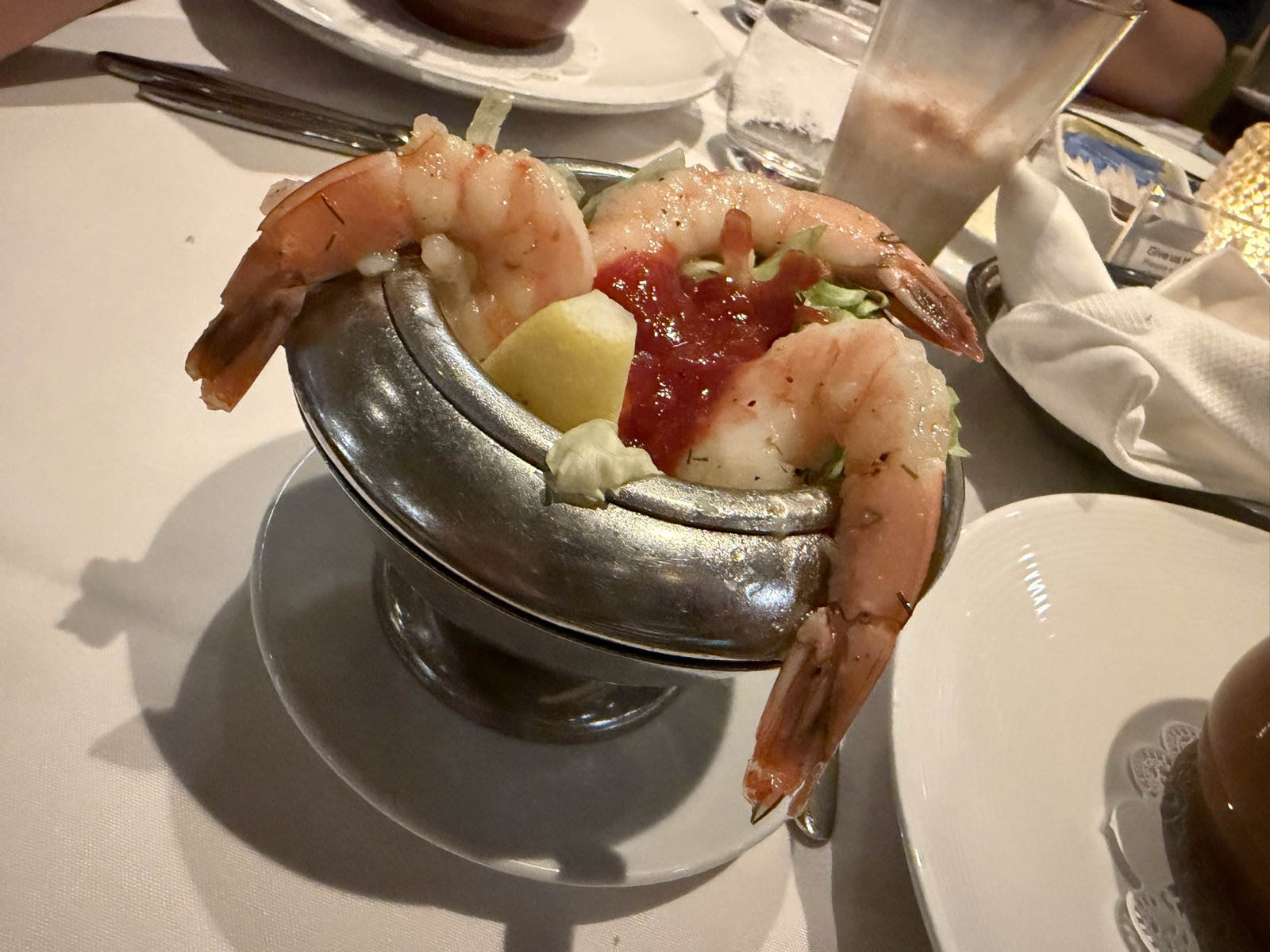 Shrimp cocktail at Cagney's steakhouse onboard