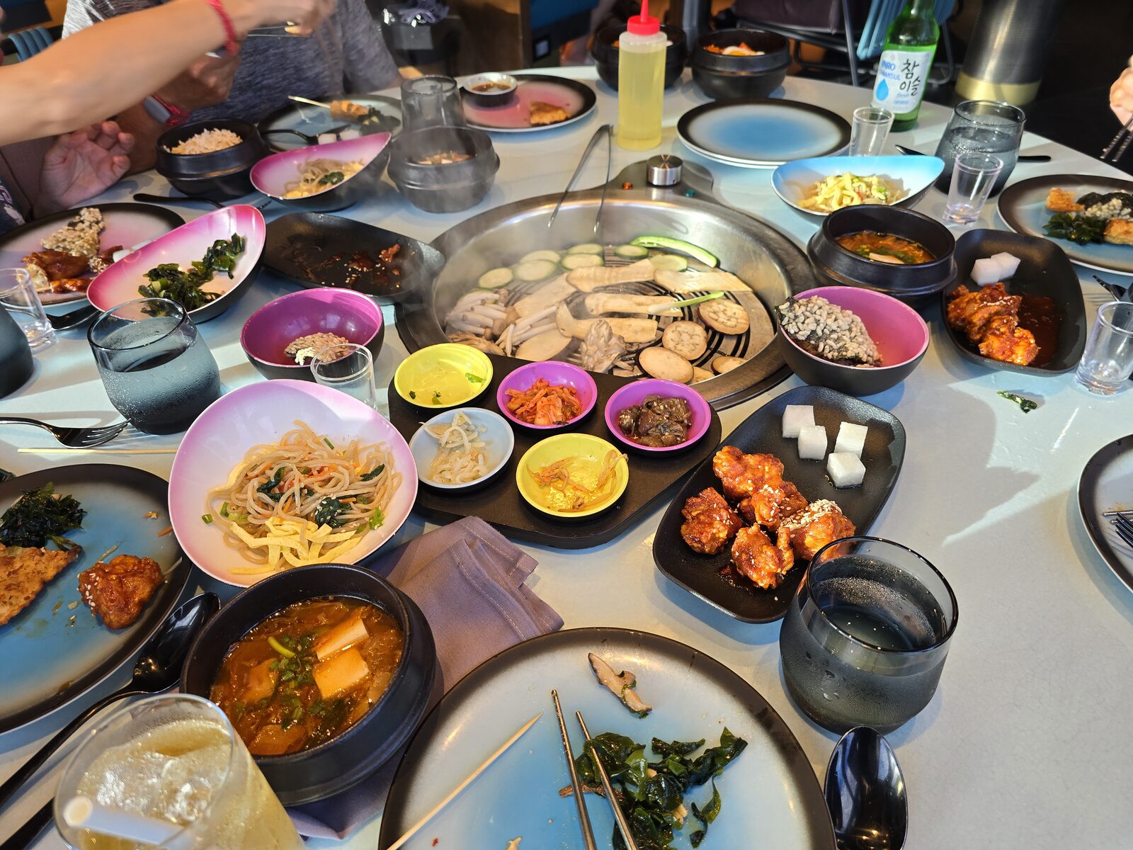 A Korean barbecue spread at Gunbae on Virgin Voyages