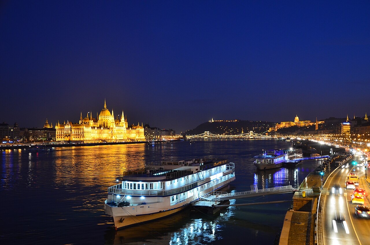 Budapest's Parliament, lit up at night
